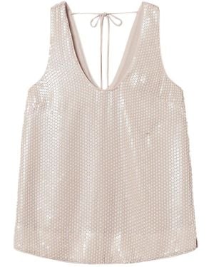 Twinset Sequin-Embellished Tank Top - Natural