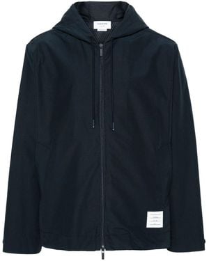 Thom Browne Zip-Up Ripstop Hooded Jacket - Blue