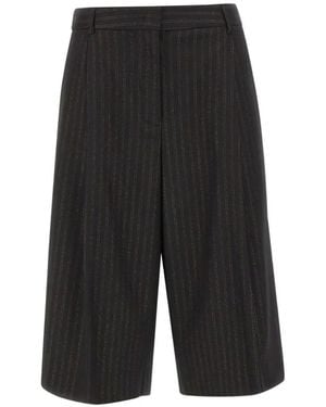 Kaos Pinstripe-Pattern Pleated Shorts - Grey