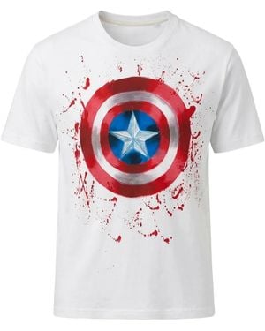 NOT PRINTED X Marvel Captain America Graphic-Print Crew-Neck T-Shirt - White