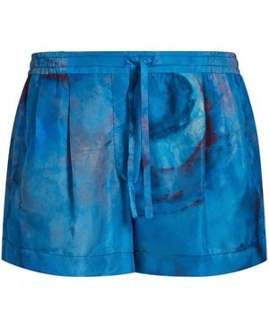 Marni Drawstring-Waist Silk Shorts - Blue