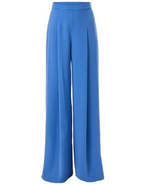 Carolina Herrera High-Waist Pleated Wide-Leg Pants - Blue