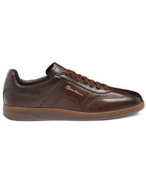 Santoni Dbs Oly Leather Lace-Up Sneakers - Brown
