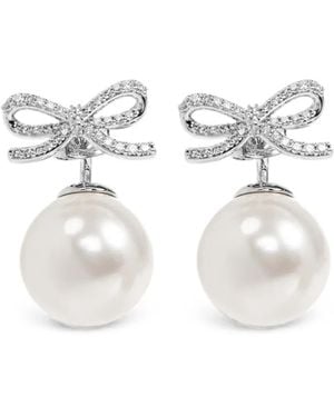 Self-Portrait Bow-Detail Pearl-Drop Earrings - White