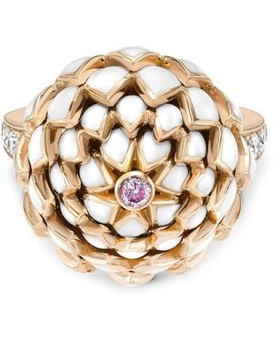 Pragnell Anillo Wildflower en oro amarillo de 18kt con diamante - Metálico