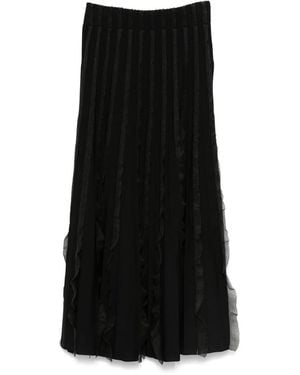 Emporio Armani Ruffled Midi Skirt - Black