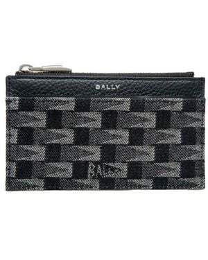 Bally Logo-Print Canvas Wallet - Gray