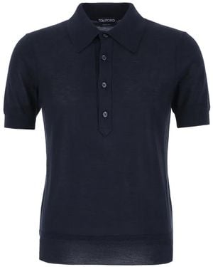 Tom Ford Button Polo - Blue