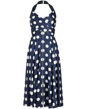 Patou Halterneck Satin Midi Dress - Blue