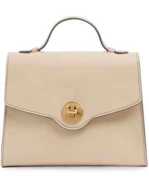 The Bridge Leather Twist-Lock Tote Bag - Natural