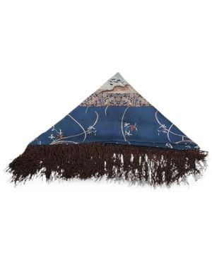 Pierre Louis Mascia Fringe-Trim Floral-Print Scarf - Blue
