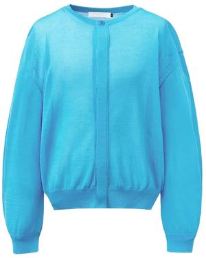 Amomento Semi-Transparenter Cardigan Mit Geripptem Besatz - Blau