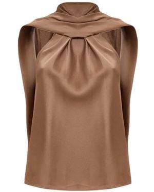 Jonathan Simkhai Scarlett Satin Cape Top - Brown