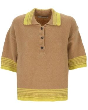 Tela Contrast-Trim Short-Sleeve Polo Top - Natural