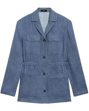 Theory Leinenjacke mit Kordelzug - Blau