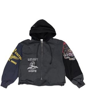 Protocol Index Upside Down Hoodie Met Rits - Blauw