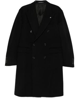 Tagliatore Double-Breasted Peak-Lapels Coat - Black