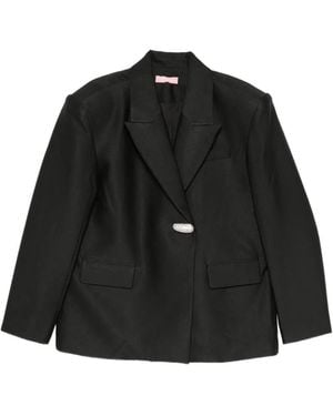 Twentyfourhaitch Crystal-Embellished Button Jacket - Black