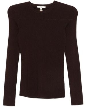 Maje Ribbed-Knit Long-Sleeve Sweater - Brown