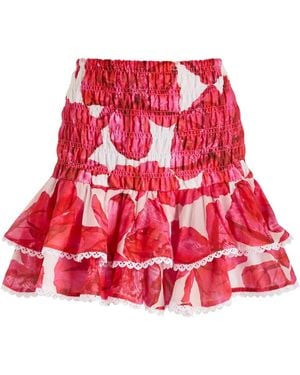 Charo Ruiz Pinel Floral-Print Cotton-Blend Mini Skirt - Red