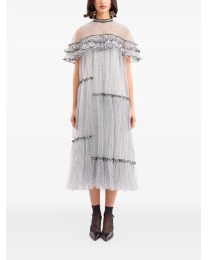 Gemy Maalouf Dotted Ruffled Midi Dress - White