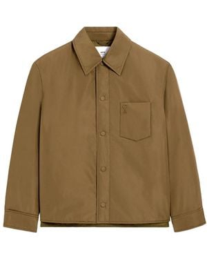Ami Paris Taffetas Padded Ami De Coeur Overshirt - Natural