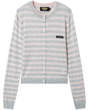 Mini Cream Striped Cardigan - White