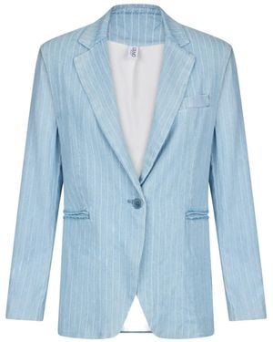 Liu Jo Pinstripe Pattern Denim Blazer - Blue