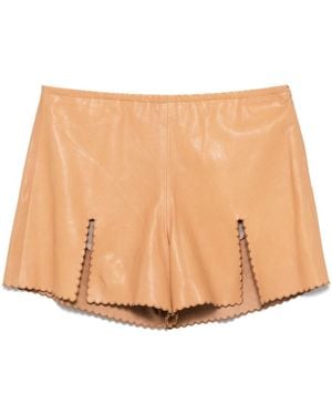 Blumarine Vented Leather Shorts - Natural