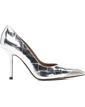 Kurt Geiger 90Mm Metallic-Effect Point-Toe Pumps - White