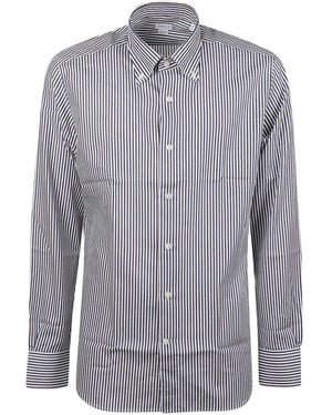 Orian Vertical-Stripe Long-Sleeve Shirt - Gray