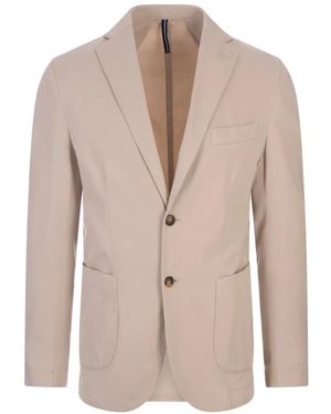 RUSSO CAPRI Oxford Single-Breasted Blazer - Natural