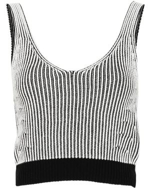DKNY リブニット Vネックトップ - ブラック