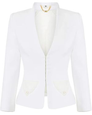 Elisabetta Franchi Bouclé Tweed Jacket - White
