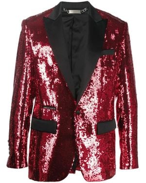 Philipp Plein Sequin Single-Breasted Blazer - Red