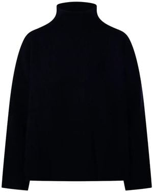 Allude High-Neck Dropped-Shoulder Jumper - Black