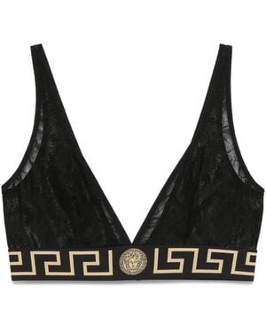 Versace Corpiño con borde Greca - Negro