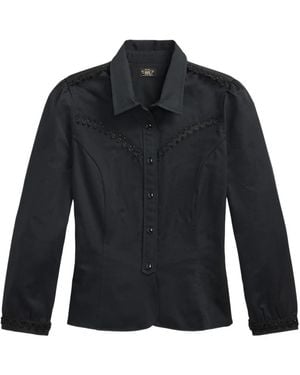 RRL Emilie Button-Up Blouse Met Borduurwerk - Blauw