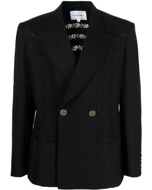 CASABLANCA Broderie Anglaise Double-Breasted Blazer - Black