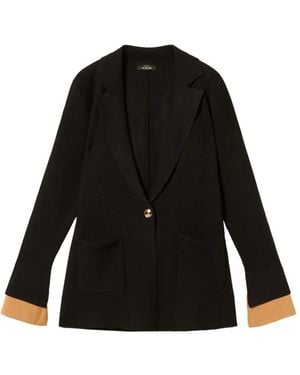Twinset Knit Jacket With Contrasting Details - Black