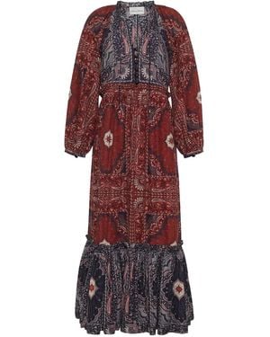 Cara Cara Gestuftes Midikleid Mit Paisley-Print - Rot