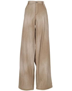 Ermanno Scervino Wide-Leg Contrast-Stitch Trousers - Natural