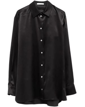 The Row Long-Sleeve Silk Shirt - Black