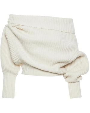 A.W.A.K.E. MODE Rib Button Sweater - White