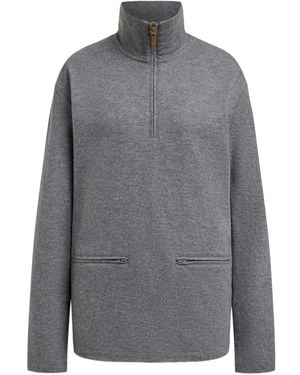 12 STOREEZ Half-Zip High-Neck Sweatshirt - Grey