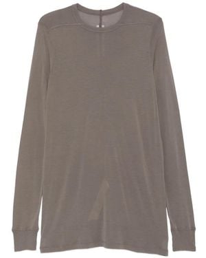Rick Owens Longline Ribbed-Cuff T-Shirt - Grey