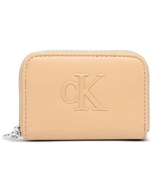 Calvin Klein Logo-Embossed Zip-Around Wallet - Natural