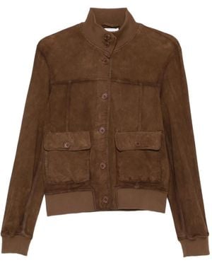 P.A.R.O.S.H. Buttoned Suede Jacket - Brown