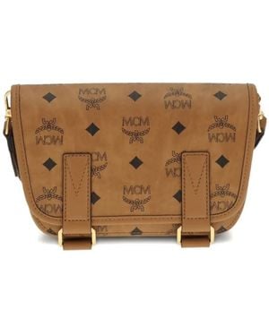 MCM Mini Aren Schultertasche mit Logo-Print - Braun