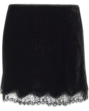 RIXO London Kornelia Rok Met Kanten Afwerking - Zwart